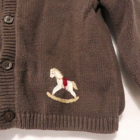 JANIE AND JACK | 12 to 18 months | Vintage Rocking Horse | Brown Cardigan - Picture 9 of 16